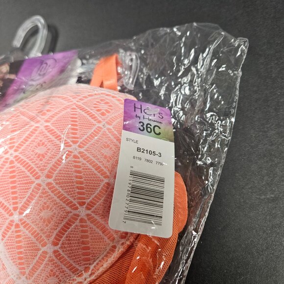 Hers by Herman 36C Orange with white lace bra - Picture 4 of 4